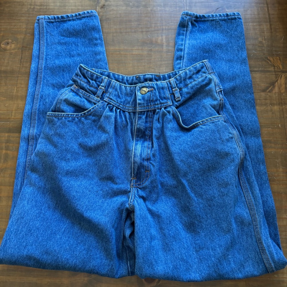 VTG 80s/90s Unionbay Mom Jeans-Tapered-High Waist-Shirred-Size 7-Medium Rinse